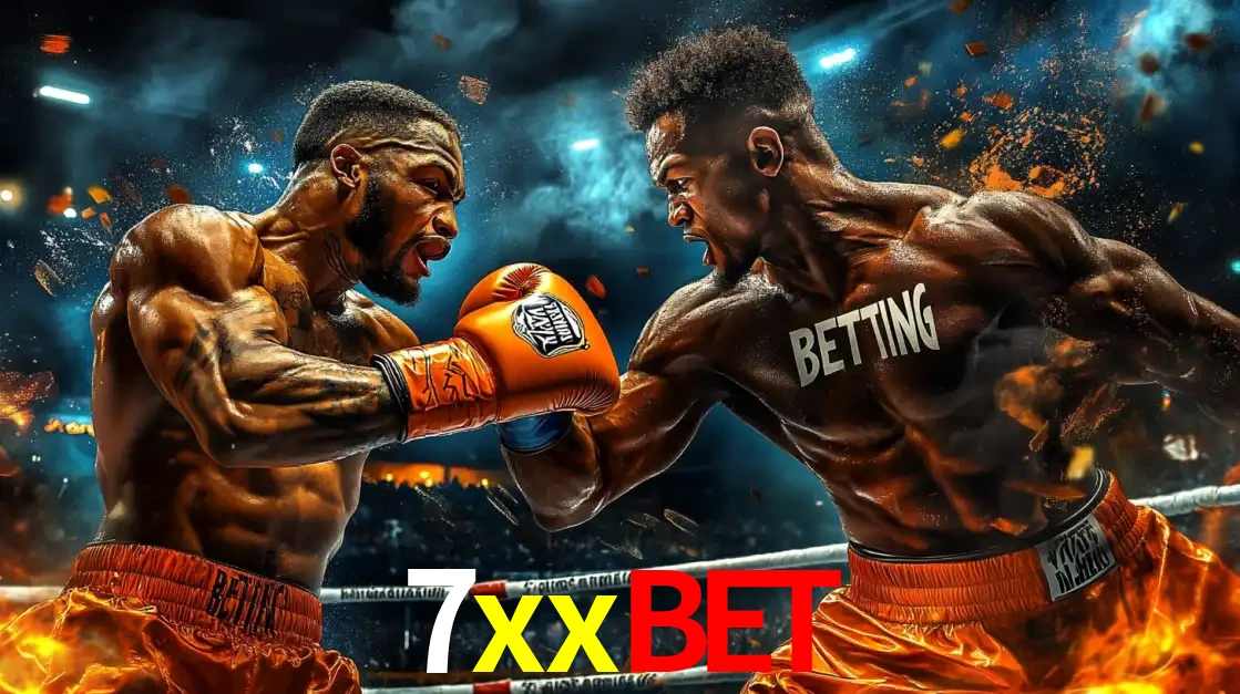 Dois boxeadores em uma luta intensa e explosiva, representando a adrenalina e as oportunidades de apostas em esportes de combate disponíveis na plataforma 7xxbet.