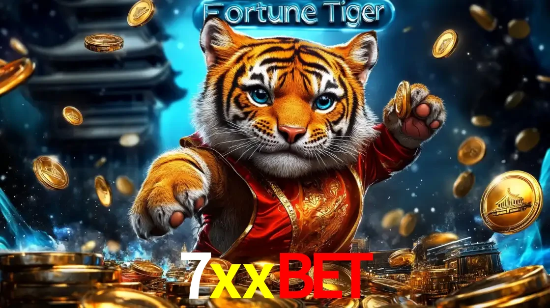 Imagem promocional do jogo de slot Fortune Tiger, com um tigre majestoso em traje tradicional cercado por uma fortuna em moedas de ouro, disponível agora no cassino 7xxbet.