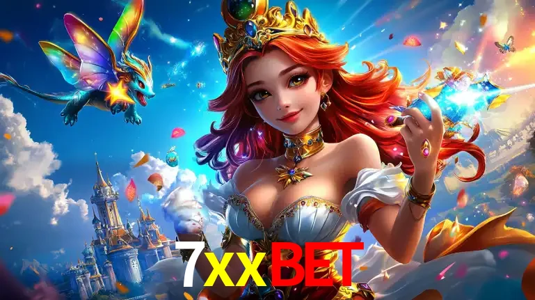 A princesa de um reino de fantasia mágico, com seu pequeno dragão, apresentando um mundo de prêmios encantados nos jogos de caça-níqueis do cassino 7xxbet.